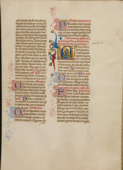 Initiale L: Die Jungfrau im Gebet von Master of the Brussels Initials