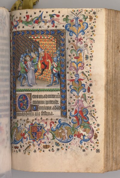 Stundenbuch von Karl dem Edlen, König von Navarra (1361-1425): fol. 169r, Christus vor Pilatus von Master of the Brussels Initials and Associates