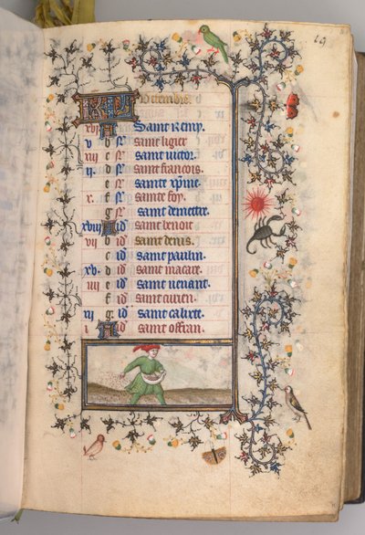 Stundenbuch von Karl dem Edlen, König von Navarra 1361-1425: fol. 10r, Oktober, ca. 1405 von Master of the Brussels Initials and Associates