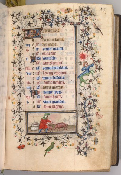 Stundenbuch von Karl dem Edlen, König von Navarra 1361-1425: fol. 11r, November, um 1405 von Master of the Brussels Initials and Associates
