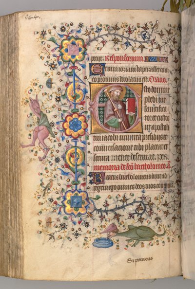 Stundenbuch von Karl dem Edlen, König von Navarra 1361-1425: fol. 266v, St. Jakobus, um 1405 von Master of the Brussels Initials and Associates