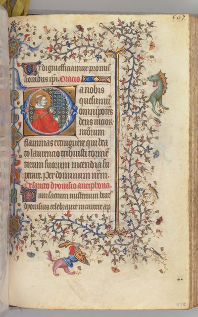 Stundenbuch von Karl dem Edlen, König von Navarra 1361-1425, fol. 276r, St. Laurentius, um 1405 von Master of the Brussels Initials and Associates