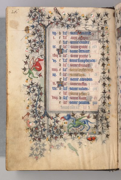 Stundenbuch von Karl dem Edlen, König von Navarra 1361-1425: fol. 8v, August, ca. 1405 von Master of the Brussels Initials and Associates