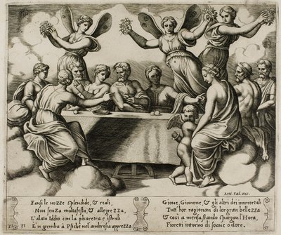 Die Götter feiern die Hochzeit von Psyche und Amor von Master of the Die