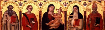 Madonna und Kind mit Heiligen von Master of the Dominican Effigies
