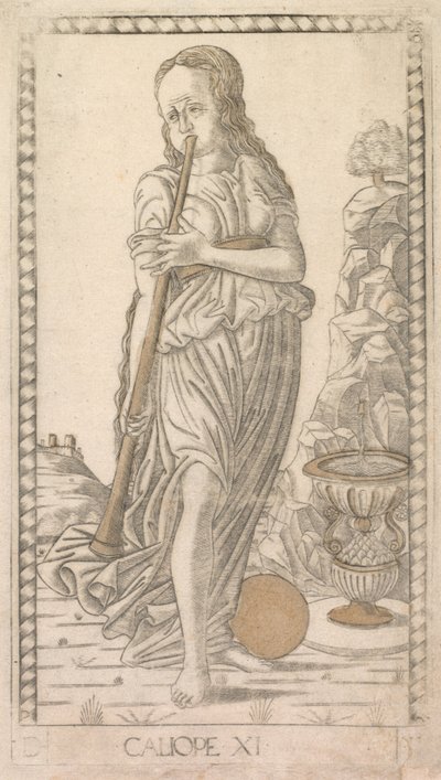Kalliope aus der Tarocchi-Serie D: Apollo und die Musen, Nr. 11, vor 1467 von Master of the E Series Tarocchi