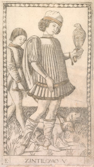 Herr aus der Tarocchi-Serie E: Bedingungen des Menschen, Nr. 5, ca. 1465 von Master of the E Series Tarocchi