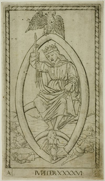 Jupiter, Platte 46 aus Planeten und Sphären von Master of the E Series Tarocchi