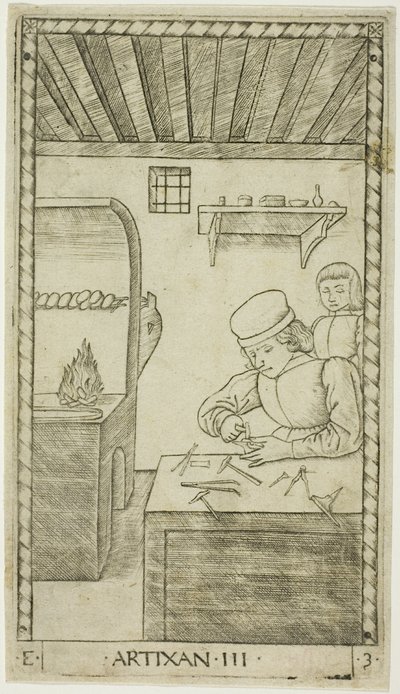 Der Handwerker, Platte drei aus Die Stände und Bedingungen der Menschen von Master of the E Series Tarocchi