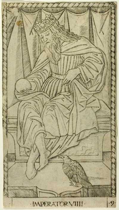Der Kaiser, Tafel neun aus Die Ränge und Bedingungen des Menschen von Master of the E Series Tarocchi