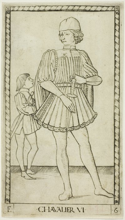 Der Ritter, Platte sechs aus Die Ränge und Bedingungen der Menschen von Master of the E Series Tarocchi