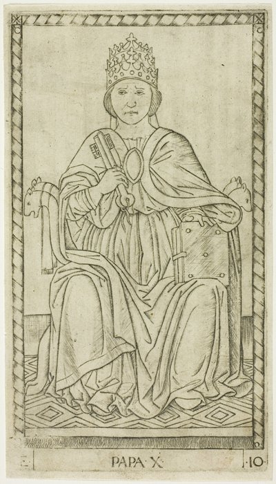 Der Papst, Platte zehn aus Die Ränge und Bedingungen der Menschen von Master of the E Series Tarocchi