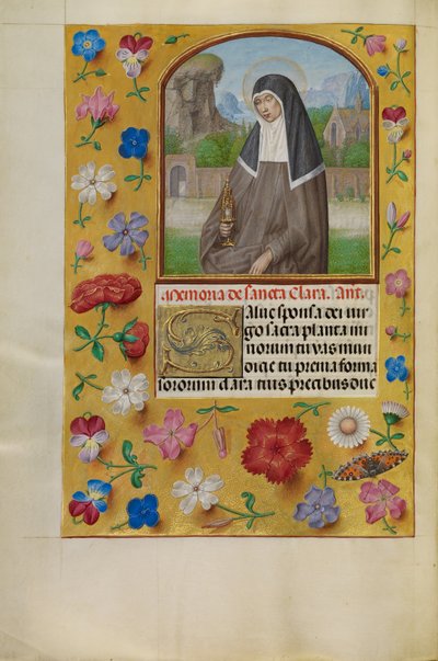 Heilige Clara mit einer Monstranz von Master of the First Prayer Book of Maximilian