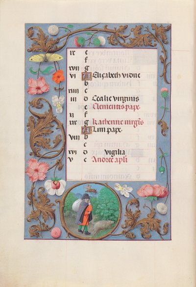 Stundenbuch der Königin Isabella der Katholischen, Königin von Spanien: Fol. 12v, November, ca. 1500 von Master of the First Prayerbook of Maximillian