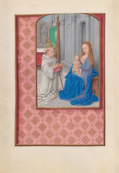 Stundenbuch der Königin Isabella der Katholischen, Königin von Spanien: Fol. 267v, Vision des hl. Bernhard, ca. 1500 von Master of the First Prayerbook of Maximillian