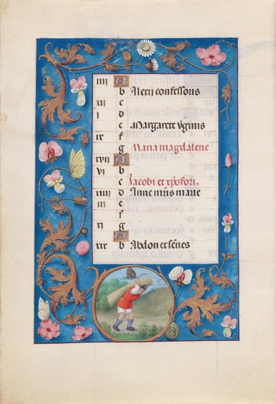 Stunden der Königin Isabella der Katholischen, Königin von Spanien: Fol. 8v, Juli, um 1500 von Master of the First Prayerbook of Maximillian