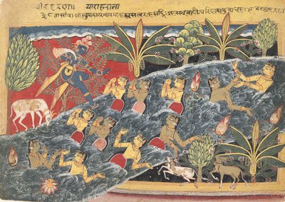 Die Gopis bitten Krishna, ihre Kleidung zurückzugeben..., ca. 1560-65 von Master of the Isarda