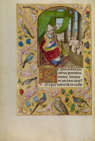 Der heilige Nikolaus rettet drei Jugendliche aus einem Fass von Master of the Lübeck Bible
