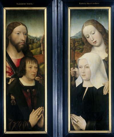 Zwei Flügel eines Triptychons mit dem Stifter, um 1505-1510 von Master of the Magdalen Legend