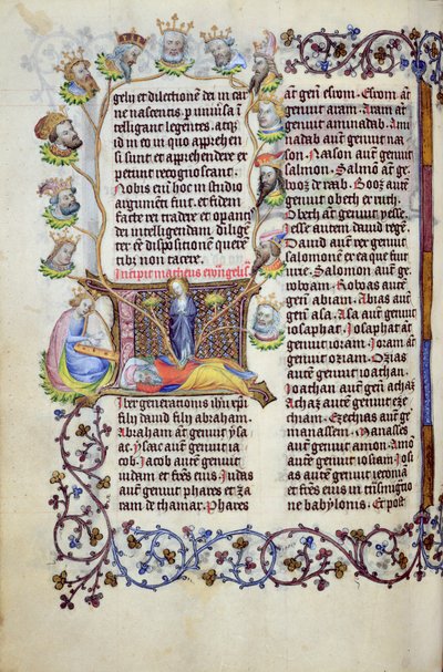 Ms 289.3 f.67v Der Baum Jesse aus einem Initial, aus dem Matthäusevangelium, Utrecht, ca. 1425 von Masters of Zweder van Culemborg