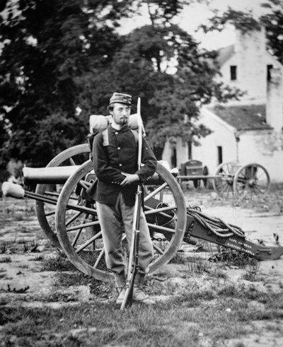 Private D.W.C. Arnold, Unionsarmee, fotografiert in der Nähe von Harper