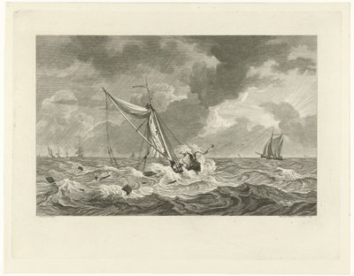 Stranden des Schiffs von Kapitän Klaas Ringels bei Texel, 1778 von Mathias de Sallieth