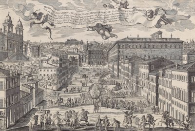 Prospetto della chiesa della Santissima Trinita de Monti detta volgarmente Piazza di Spagnia, 1696 von Matteo Gregorio de Rossi
