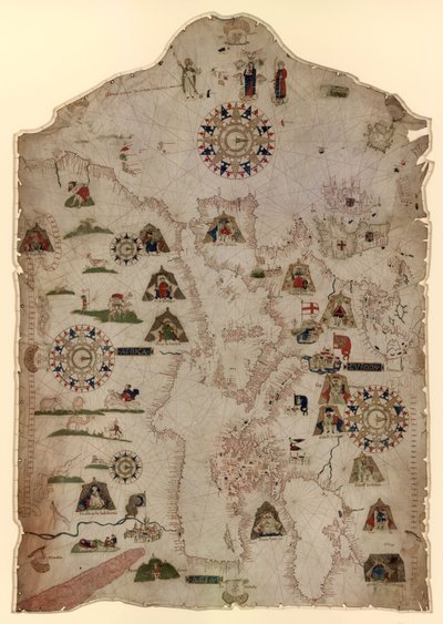 Karte des Mittelmeers, des Schwarzen Meeres und der Küsten Westeuropas und Nordwestafrikas, ca. 1559 von Matteo Prunes