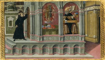 Die Vision des heiligen Augustinus von den Heiligen Hieronymus und Johannes dem Täufer, 1476 von Matteo di Giovanni di Bartolo