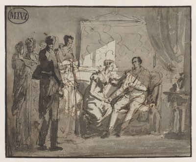 Königin Wilhelmina besucht den verwundeten Prinzen von Oranien nach der Schlacht bei Waterloo in Brüssel von Mattheus Ignatius van Bree