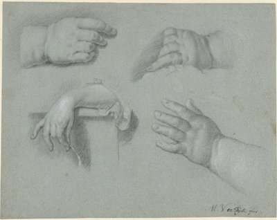 Studienblatt mit vier Händen von Mattheus Verheyden