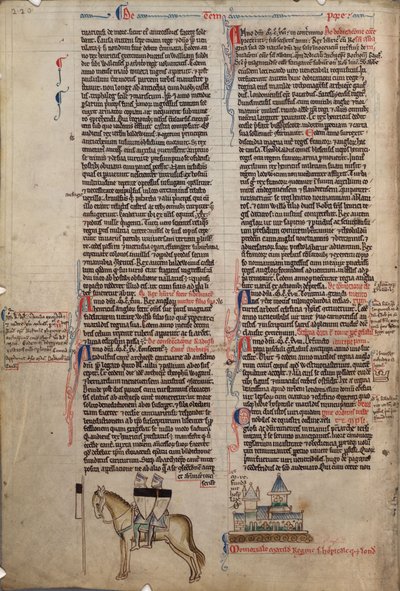 Zwei Templer auf einem Pferd aus Chronica maiora I von Matthew Paris, 13. Jahrhundert von Matthew Paris