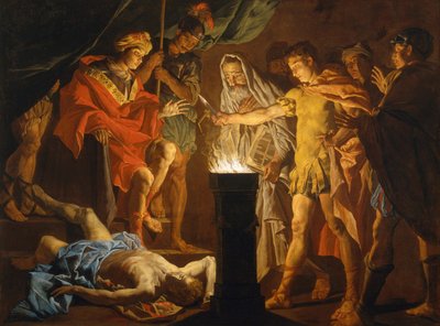 Mucius Scaevola vor Lars Porsenna, um 1640er von Matthias (c.1600-p.1650) Stomer