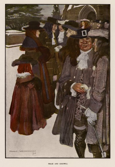 Weihnachtsgrüße vor einer Kirche austauschen von Maurice (after) Greiffenhagen