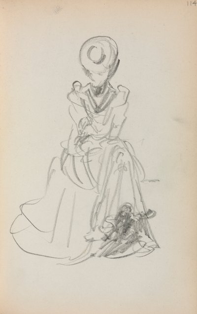 Italienisches Skizzenbuch: Sitzende Frau Seite 114, 1898-1899 von Maurice Brazil Prendergast