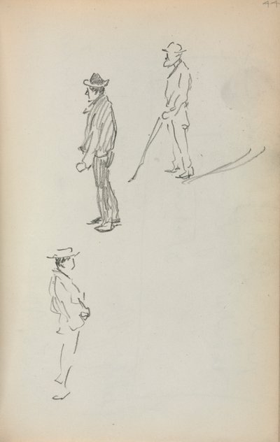 Italienisches Skizzenbuch: Drei stehende Männer Seite 44, 1898-1899 von Maurice Brazil Prendergast
