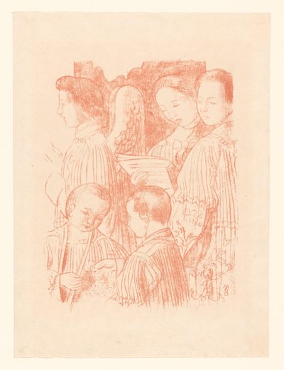Drei singende Engel und zwei Chorknaben während der Heiligen Messe von Maurice Denis