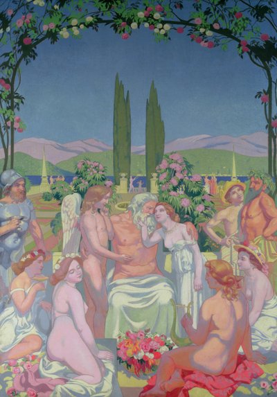 In Gegenwart der Götter, Jupiter gewährt Psyche Unsterblichkeit und feiert ihre Hochzeit mit Amor, 1908 von Maurice Denis