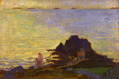 Mutter und Kind über einem felsigen Vorsprung von Maurice Denis