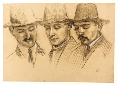 Porträts von Pater Couturier, Charles Plessard und André Lecoutey. Studie für die Kuppel Dutuit: die drei Architekten der École française de Rome von Maurice Denis