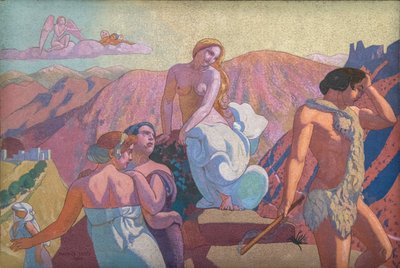 Die Geschichte von Psyche, Tafel VI. Psyches Verwandte verabschieden sich auf einem Berggipfel von Maurice Denis