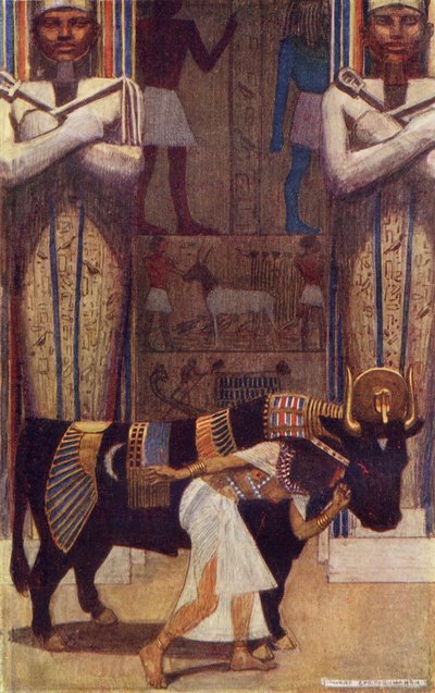 Die Mädchenfrau und der Bata-Stier aus der Geschichte Der Bauer, der König wurde, Illustration aus 