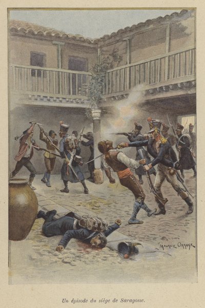 Eine Episode während der Belagerung von Saragossa von Maurice Henri (after) Orange