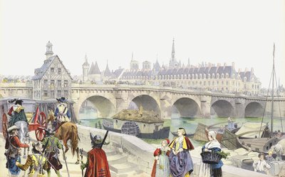 Verbannt nach Blois, Marie de Medicis und ihr Gefolge verlassen den Louvre von Maurice Leloir