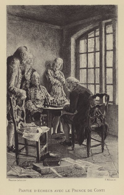 Schachspiel mit dem Prinzen von Conti (Gravur) von Maurice Leloir