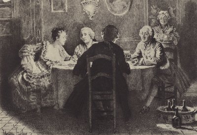Illustration für Buch VIII von Les Confessions de Jean-Jacques Rousseau (Gravur) von Maurice Leloir