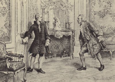 Illustration für Buch VII von Les Confessions de Jean-Jacques Rousseau (Gravur) von Maurice Leloir