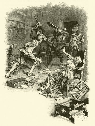 Illustration für Die drei Musketiere (Gravur) von Maurice Leloir