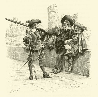 Illustration für Die drei Musketiere (Gravur) von Maurice Leloir