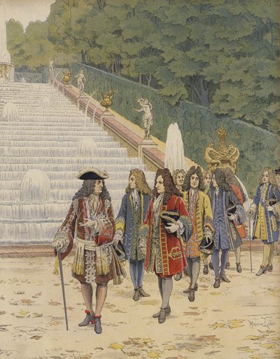 König Ludwig XIV. und Samuel Bernard in Marly, Besuch der Gärten von Maurice Leloir